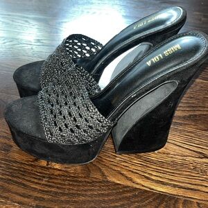 NEVER WORN Miss Lola Platform Woven Mules (10)